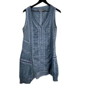 Soft Surroundings Tunic Top Women's Blue Sz M Sleeveless Asymmetrical Boho Beach